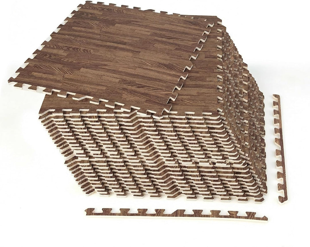 Giantex 25 Pcs 24"x24" Faux Wood Grain EVA Foam Tiles with 50 Borders