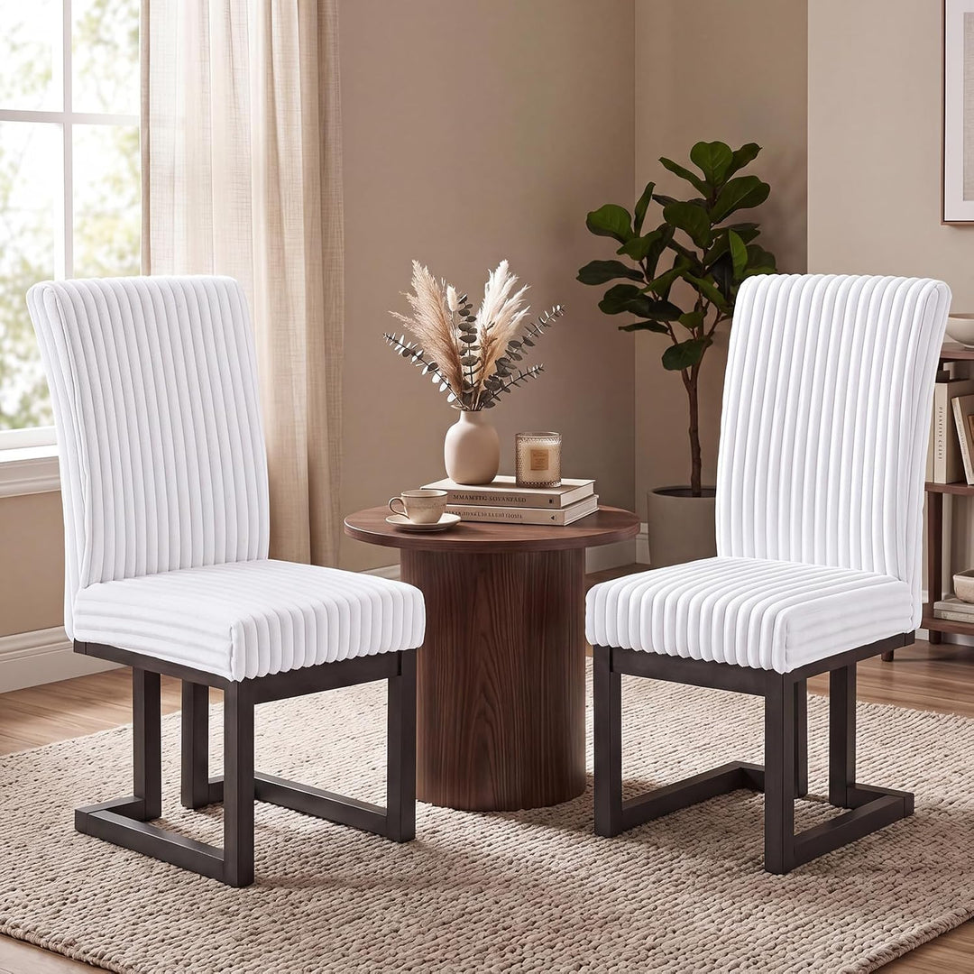 GIANTEX Upholstered Dining Chairs Set of 2, Kitchen Chairs with High Back | Modern Dining Room Chairs with Fabric Channel Back &amp; Seat