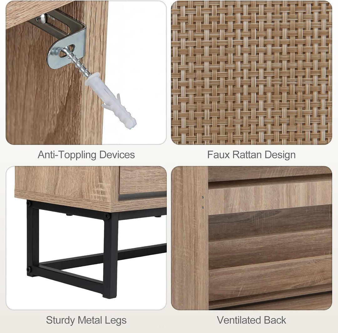 Giantex Narrow Shoe Storage Cabinet with 2 Flip Drawers