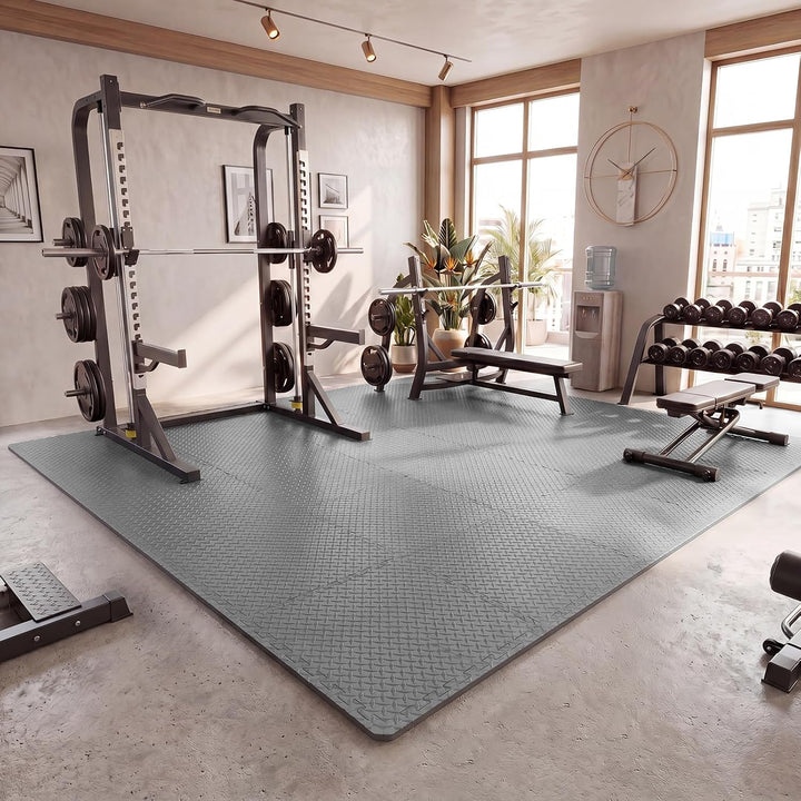 GIANTEX Interlocking Foam Tiles, EVA Foam Mats | 1/2 Inch Thick Puzzle Floor Tiles with Border Edge