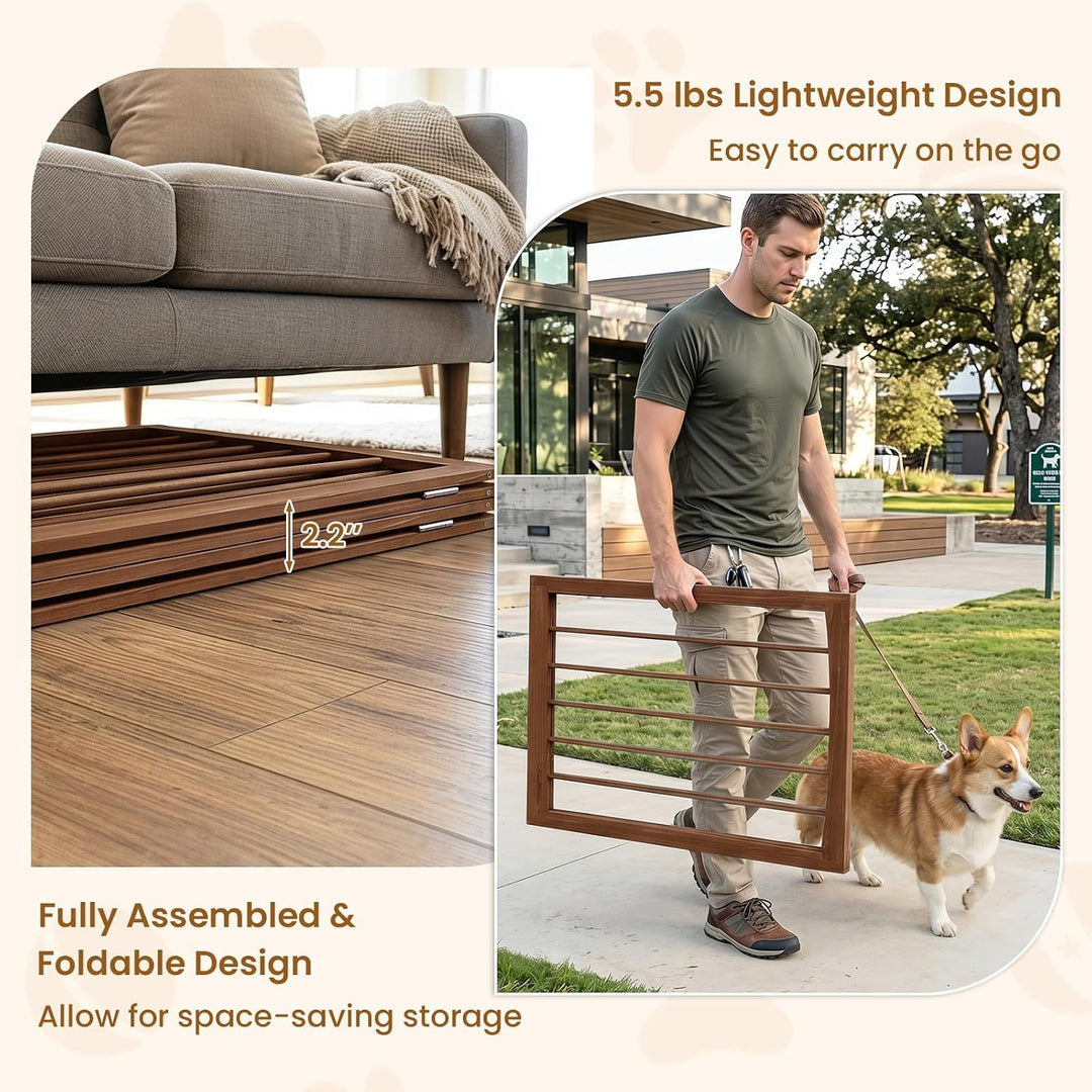 Giantex Freestanding Foldable Dog Gate Indoor, 83" W x 30" H Extra Wide