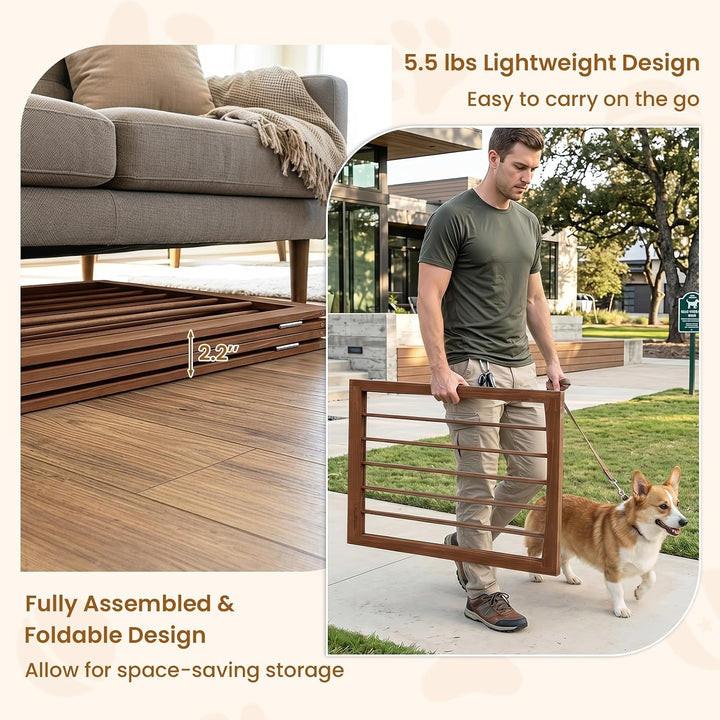 Giantex Freestanding Foldable Dog Gate Indoor, 83" W x 30" H Extra Wide