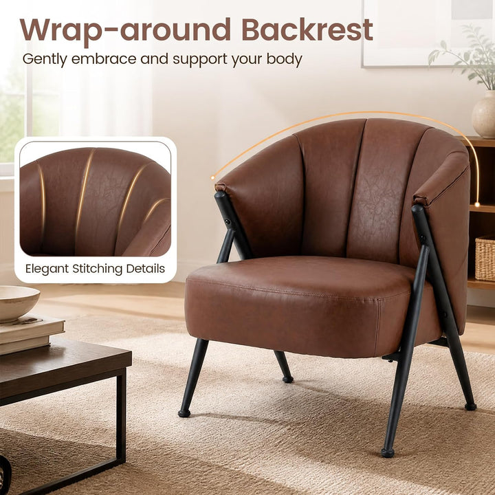 Giantex Mid Century Modern Accent Chair w/Curved Backrest &amp; Wide Seat