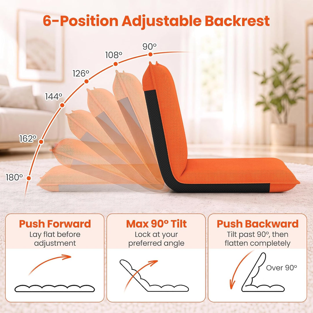 GIANTEX Adjustable Mesh Floor Sofa Chair &amp; 6-Position Multiangle Padded Floor Chair