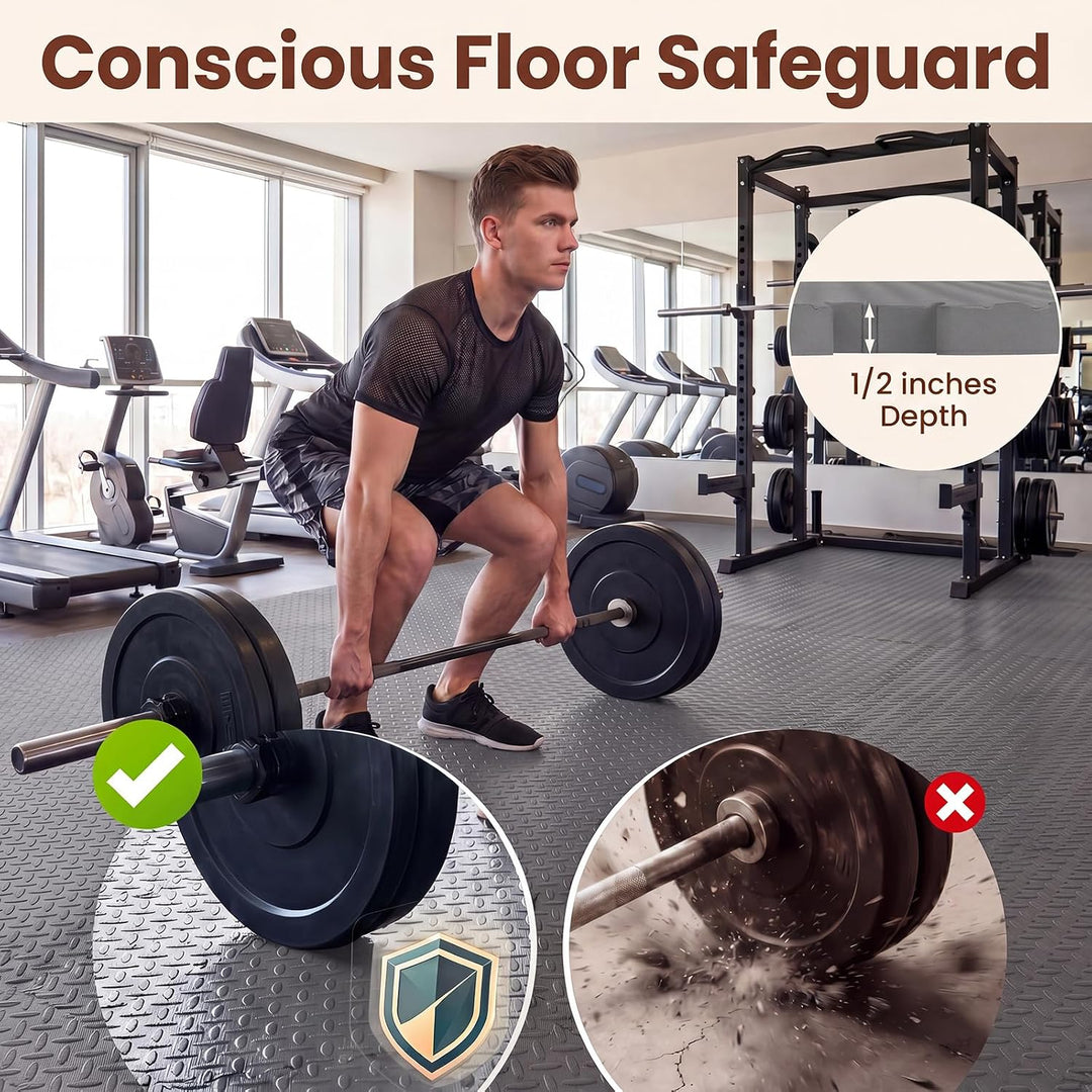GIANTEX Interlocking Foam Tiles, EVA Foam Mats | 1/2 Inch Thick Puzzle Floor Tiles with Border Edge