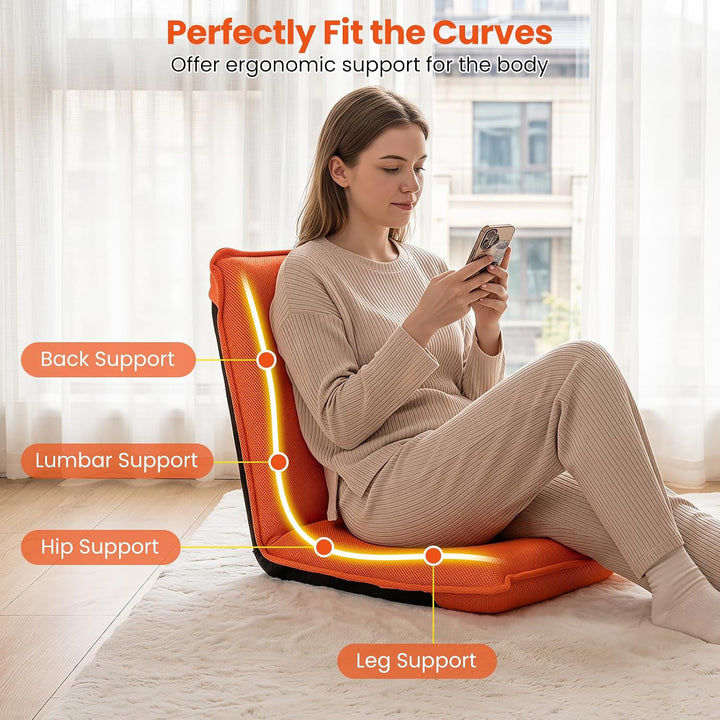 GIANTEX Adjustable Mesh Floor Sofa Chair &amp; 6-Position Multiangle Padded Floor Chair
