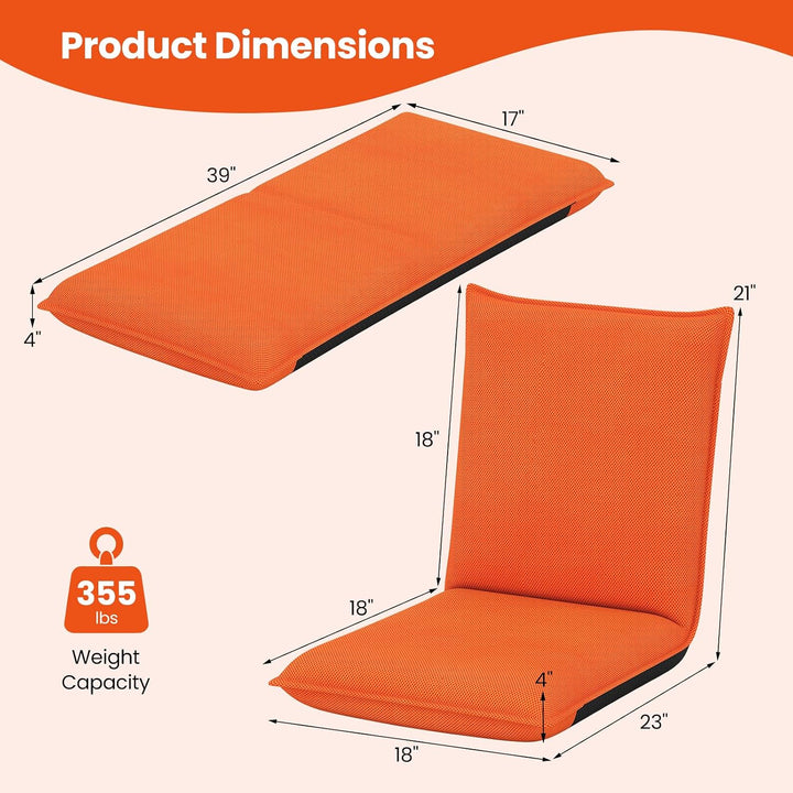 GIANTEX Adjustable Mesh Floor Sofa Chair &amp; 6-Position Multiangle Padded Floor Chair