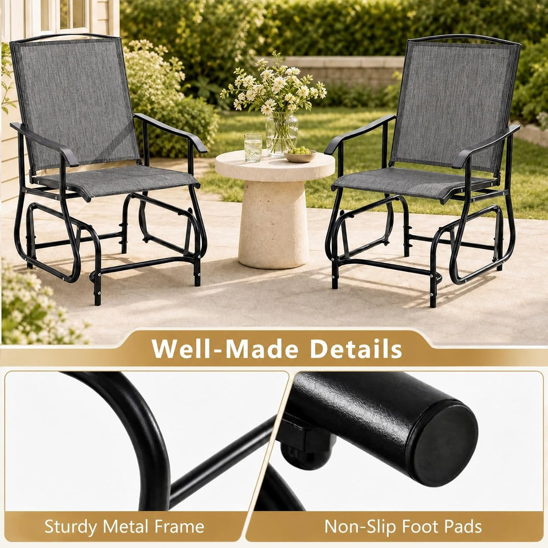 GIANTEX Outdoor Glider Chair, Patio Gliding Chair w/Metal Frame, Grey | Patio Swing Chair w/ Breathable Fabric Seat &amp; Backrest