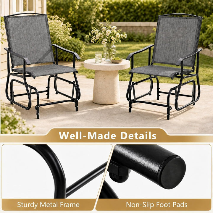 GIANTEX Outdoor Glider Chair, Patio Gliding Chair w/Metal Frame, Grey | Patio Swing Chair w/ Breathable Fabric Seat &amp; Backrest