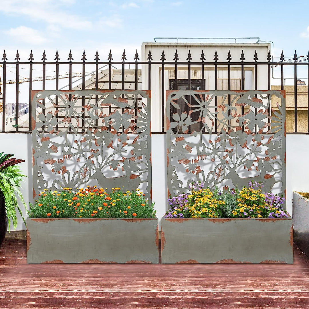 Giantex Raised Garden Bed with Trellises, Freestanding Retro Planter Boxes Set of 2