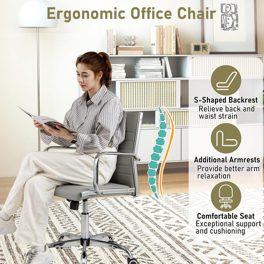 Giantex Leather Office Chair,Ergonomic Computer Desk Chair