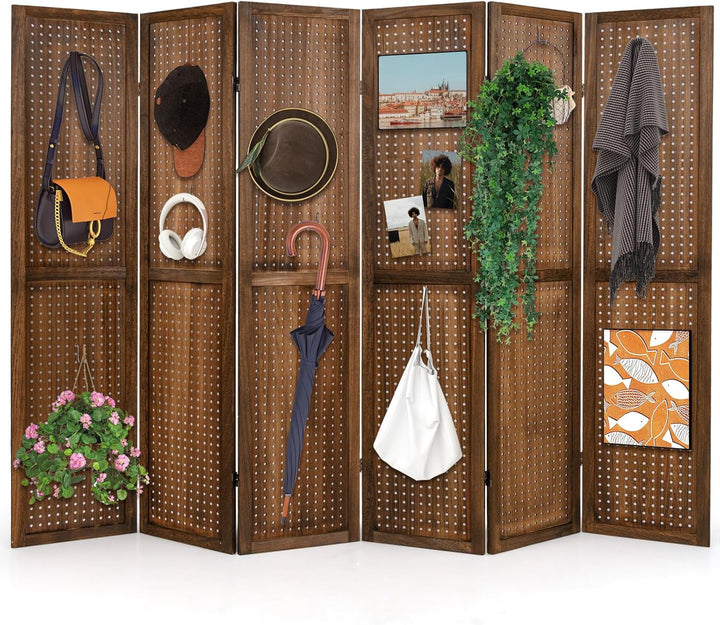 Giantex 4/6 Panel Pegboard Display &amp; Room Divider, 5.6FT Folding Pegboard Stand for Crafting Show Jewelry Retail