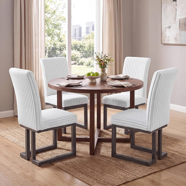 GIANTEX Upholstered Dining Chairs Set of 2, Kitchen Chairs with High Back | Modern Dining Room Chairs with Fabric Channel Back &amp; Seat