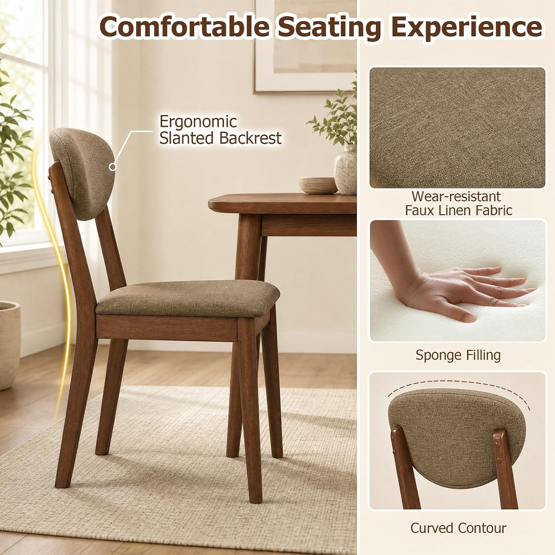 GIANTEX Wooden Dining Chairs Set of 4, Upholstered Kitchen Chairs | Farmhouse Dining Room Chair w/ Padded Seat &amp; Back