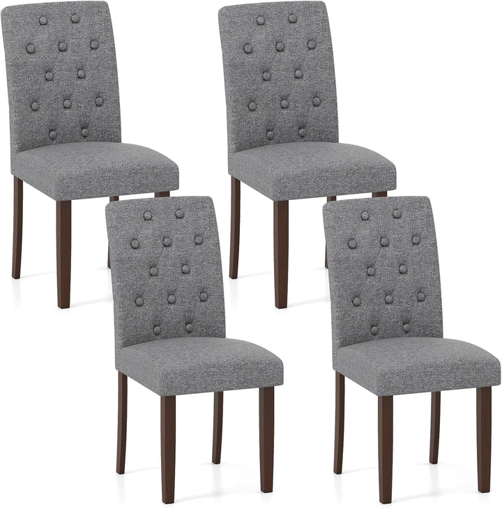 Giantex Tufted Dining Chairs Set of 2/4 Upholstered Kitchen Chairs w/Padded Seat &amp; High Backrest