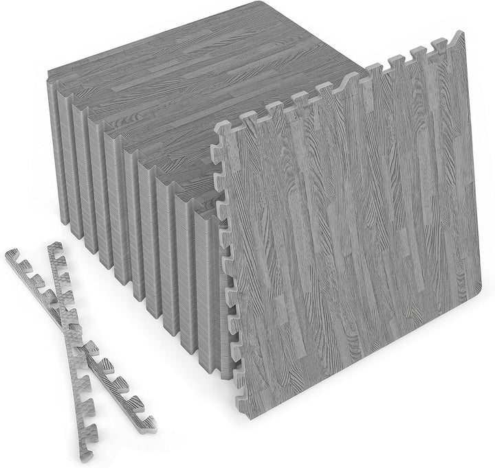 Giantex 25 Pcs 24"x24" Faux Wood Grain EVA Foam Tiles with 50 Borders
