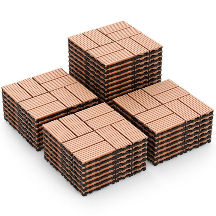 Giantex 18/36 PCS Interlocking Deck Tiles - 12" x 12" Composite Decking Boards Waterproof All Weather