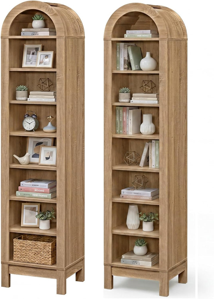 Giantex 71" Tall 8-Tier Arched Modern Bookshelf with 3 Adjustable Shelves (1/2)