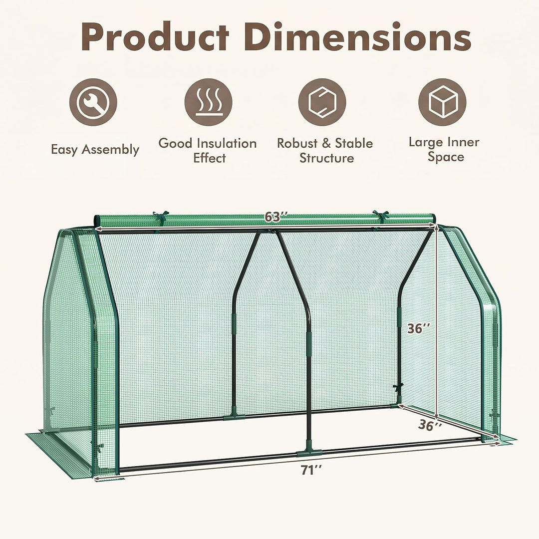 Giantex Mini Portable Greenhouse w/ PE Cover Roll-Up Zipper