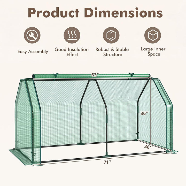 Giantex Mini Portable Greenhouse w/ PE Cover Roll-Up Zipper