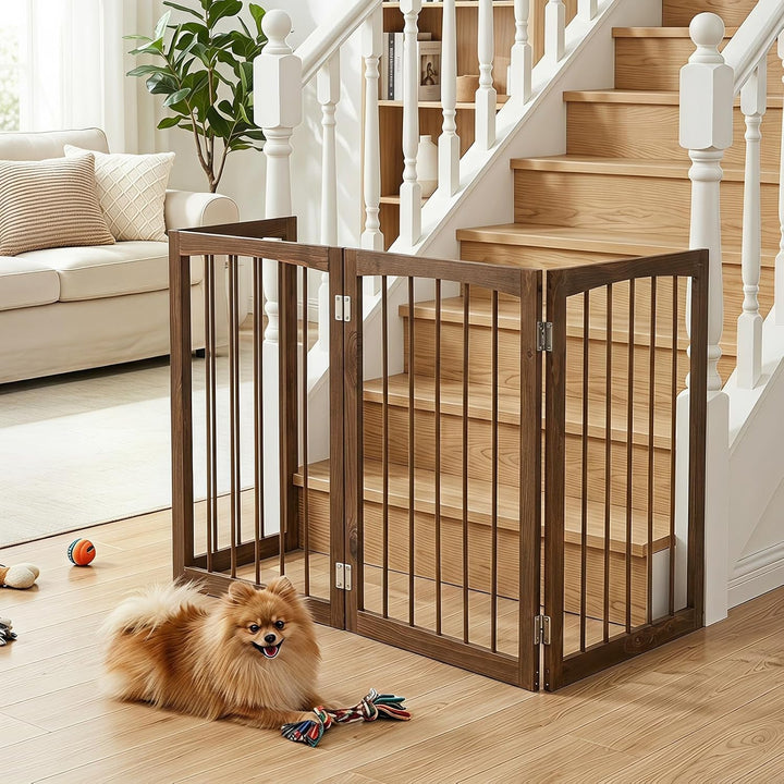 Giantex Freestanding Foldable Dog Gate Indoor, 83" W x 30" H Extra Wide