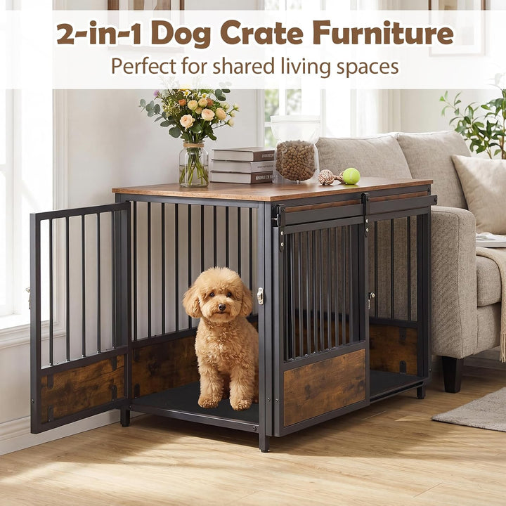 GIANTEX Dog Crate Furniture with 2 Doors