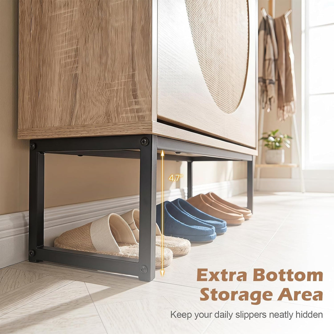 Giantex Narrow Shoe Storage Cabinet with 2 Flip Drawers