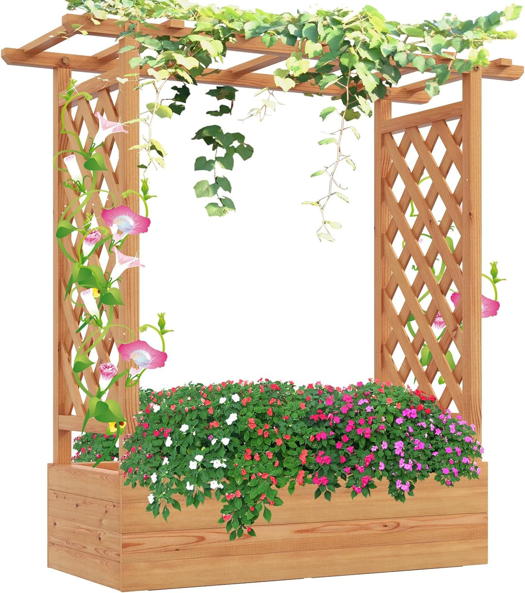 Giantex Raised Garden Bed with 2-Sided Trellis &amp; Hanging Roof