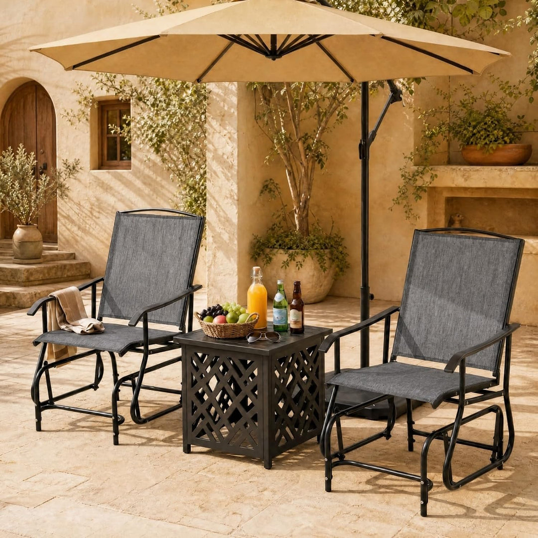 GIANTEX Outdoor Glider Chair, Patio Gliding Chair w/Metal Frame, Grey | Patio Swing Chair w/ Breathable Fabric Seat &amp; Backrest