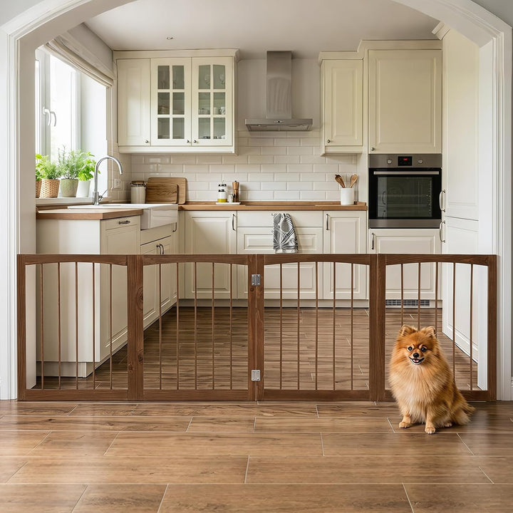 Giantex Freestanding Foldable Dog Gate Indoor, 83" W x 30" H Extra Wide