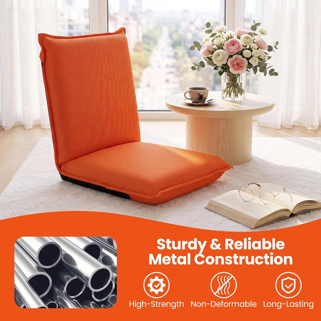 GIANTEX Adjustable Mesh Floor Sofa Chair &amp; 6-Position Multiangle Padded Floor Chair