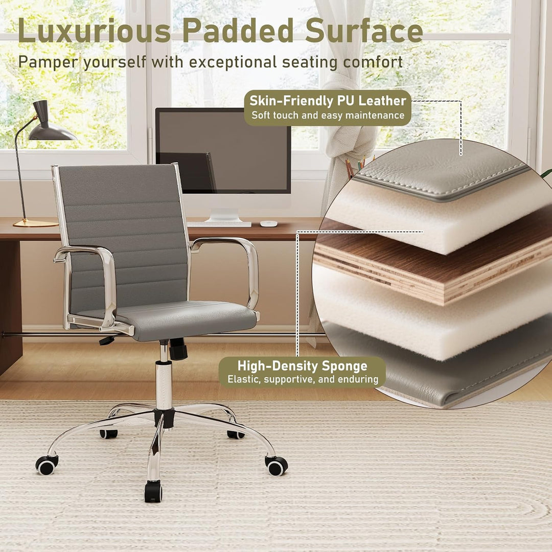 Giantex Leather Office Chair,Ergonomic Computer Desk Chair