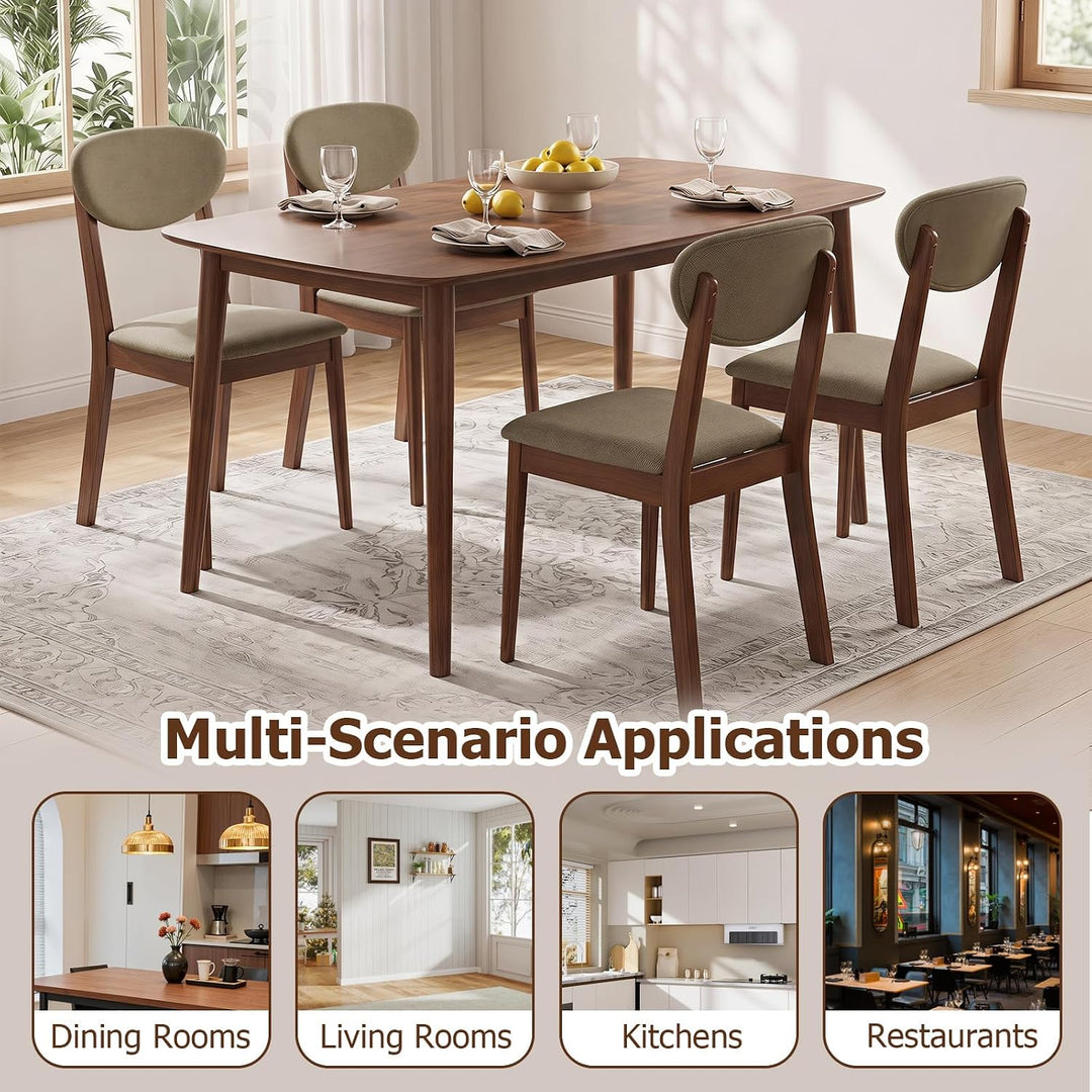 GIANTEX Wooden Dining Chairs Set of 4, Upholstered Kitchen Chairs | Farmhouse Dining Room Chair w/ Padded Seat &amp; Back