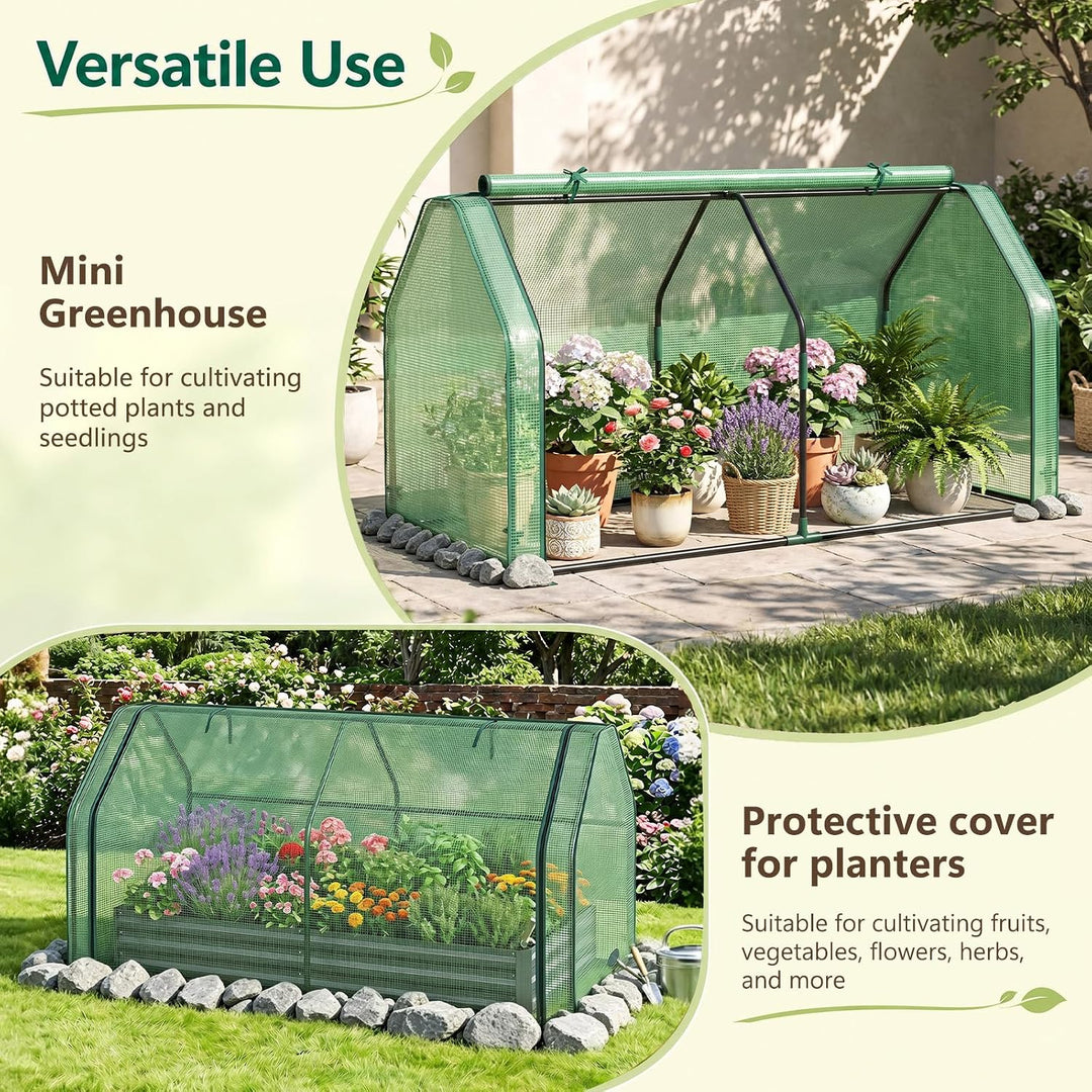 Giantex Mini Portable Greenhouse w/ PE Cover Roll-Up Zipper
