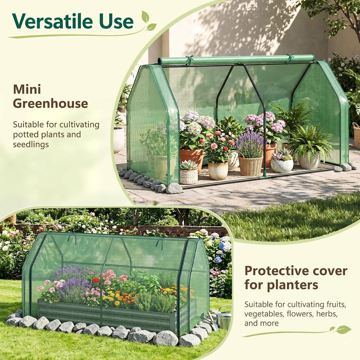 Giantex Mini Portable Greenhouse w/ PE Cover Roll-Up Zipper