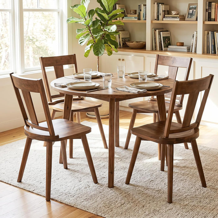 GIANTEX Wooden Dining Chairs Set of 2, Solid Wood Kitchen Chairs | Modern Farmhouse Dining Room Chairs w/Hollowed Backrest