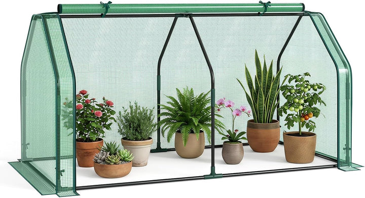 Giantex Mini Portable Greenhouse w/ PE Cover Roll-Up Zipper