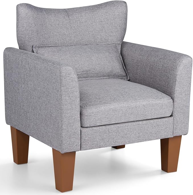 GIANTEX Modern Accent Chair with Removable Seat Cushion &amp; Pillow | Upholstered Armchair w/ Strong Support Legs