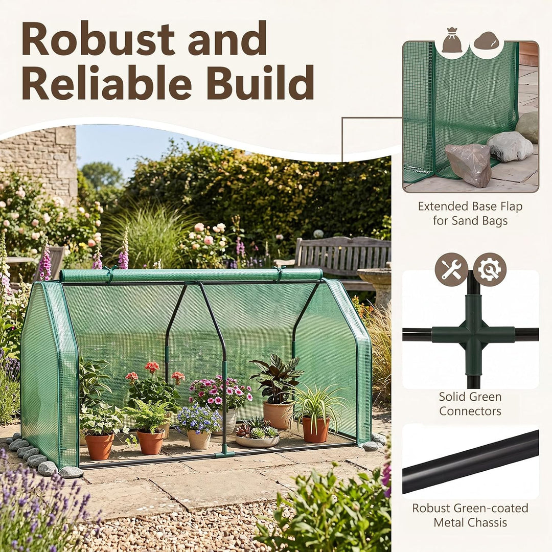 Giantex Mini Portable Greenhouse w/ PE Cover Roll-Up Zipper