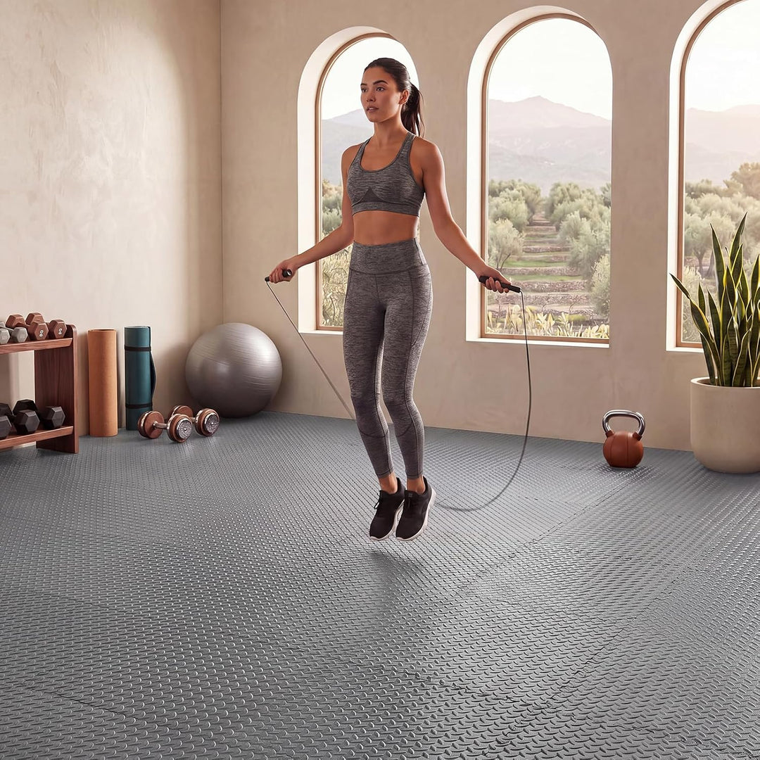 GIANTEX Interlocking Foam Tiles, EVA Foam Mats | 1/2 Inch Thick Puzzle Floor Tiles with Border Edge