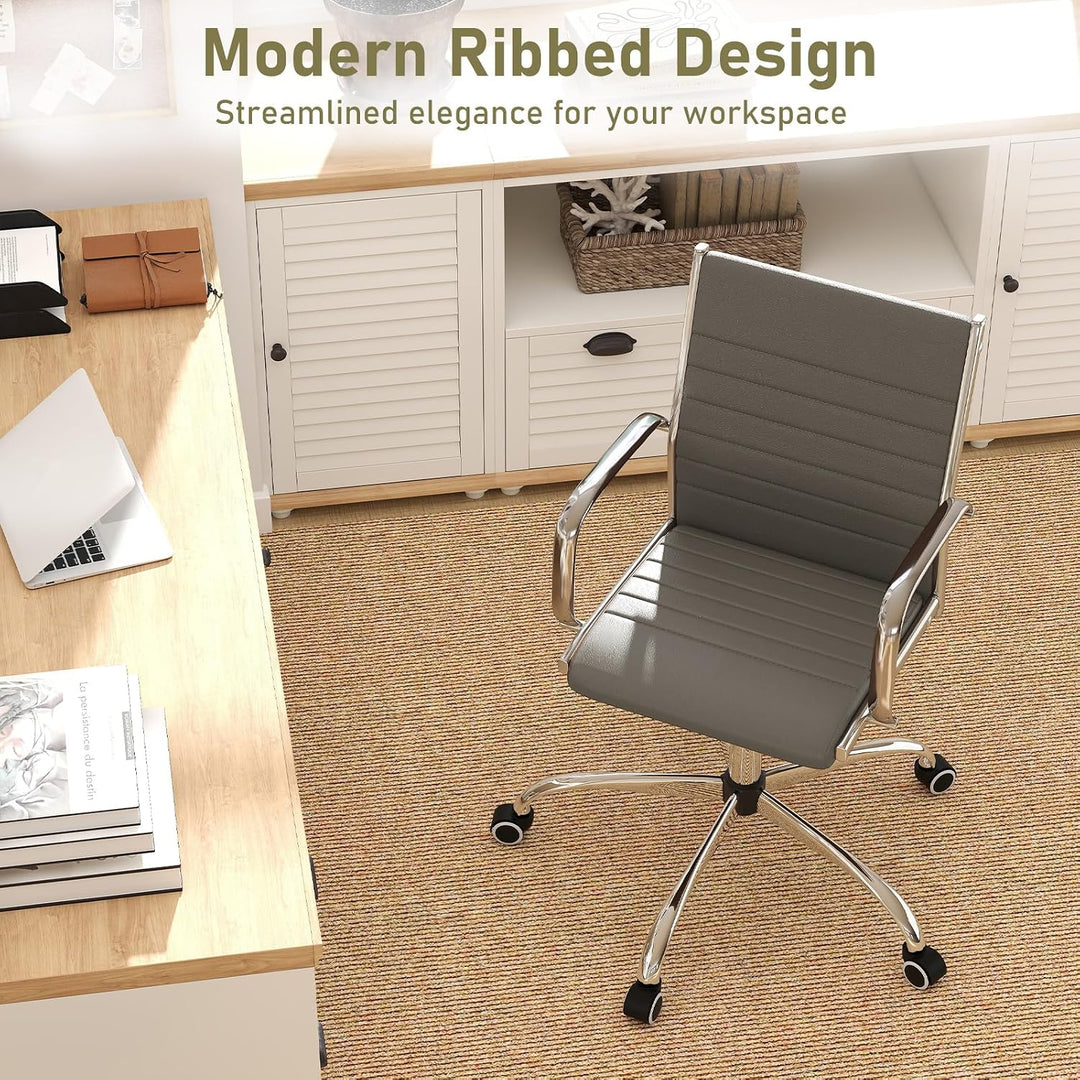 Giantex Leather Office Chair,Ergonomic Computer Desk Chair