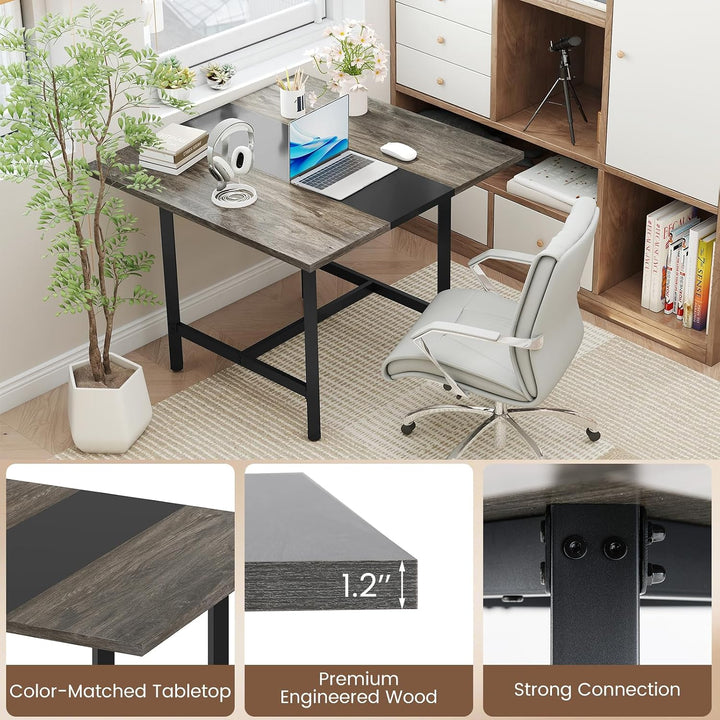 Giantex 39.5" Square Conference Table, Meeting Table for 4 People | Heavy-Duty Metal Frame