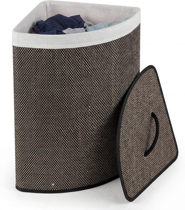 Giantex 15 Gal Bamboo Corner Laundry Hamper with Lid