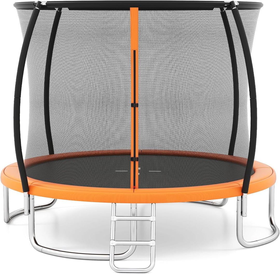 Giantex Outdoor Trampoline 8‑12FT ASTM Approved w Net Ladder Seamless for Kids Adults