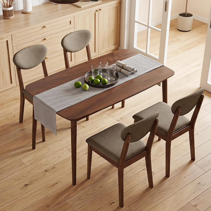 GIANTEX Wooden Dining Chairs Set of 4, Upholstered Kitchen Chairs | Farmhouse Dining Room Chair w/ Padded Seat &amp; Back