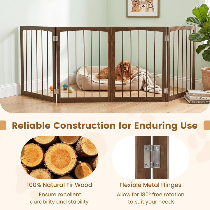 Giantex Freestanding Foldable Dog Gate Indoor, 83" W x 30" H Extra Wide