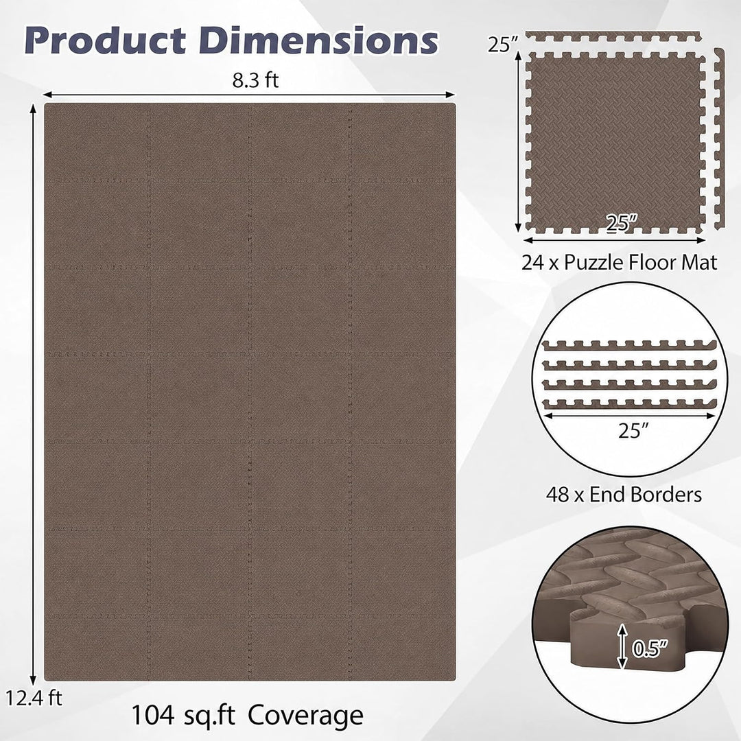 GIANTEX Interlocking Foam Tiles, EVA Foam Mats | 1/2 Inch Thick Puzzle Floor Tiles with Border Edge