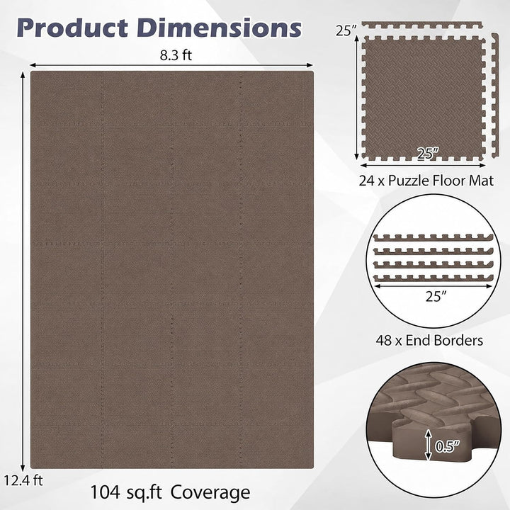 GIANTEX Interlocking Foam Tiles, EVA Foam Mats | 1/2 Inch Thick Puzzle Floor Tiles with Border Edge