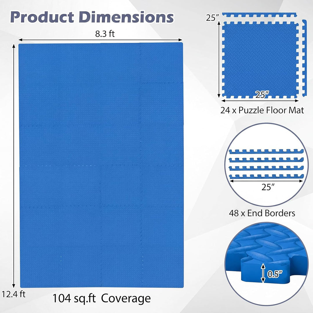 GIANTEX Interlocking Foam Tiles, EVA Foam Mats | 1/2 Inch Thick Puzzle Floor Tiles with Border Edge