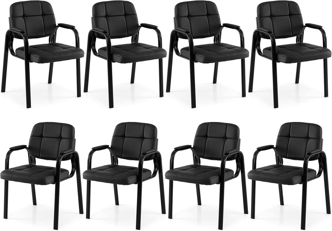 Giantex Leather Office Reception Chairs with Padded Armrests